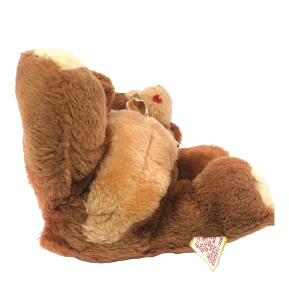 Dakin Fun Farm 1983 9" Vintage Teddy Bear Stuffed Animal Plush with Gingham Bow! - Picture 6 of 8